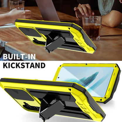 For Samsung Galaxy S25+ 5G R-JUST Sliding Camera Life Waterproof Holder Phone Case(Yellow) - Galaxy S25+ 5G Cases by R-JUST | Online Shopping UK | buy2fix