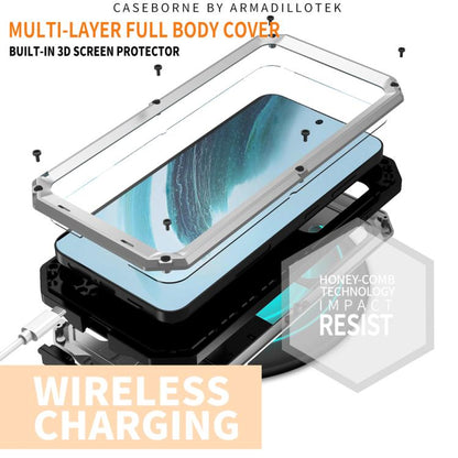For Samsung Galaxy S25+ 5G R-JUST Sliding Camera Life Waterproof Holder Phone Case(Silver) - Galaxy S25+ 5G Cases by R-JUST | Online Shopping UK | buy2fix