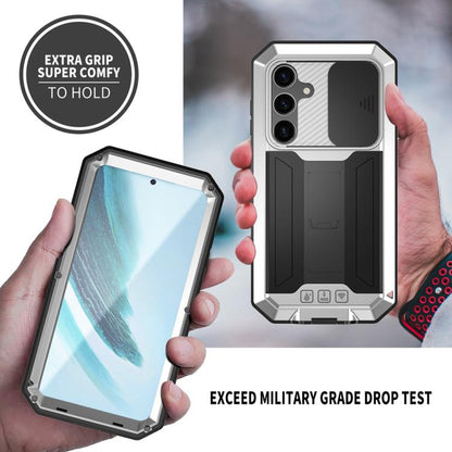 For Samsung Galaxy S25+ 5G R-JUST Sliding Camera Life Waterproof Holder Phone Case(Silver) - Galaxy S25+ 5G Cases by R-JUST | Online Shopping UK | buy2fix