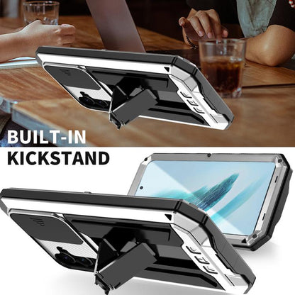 For Samsung Galaxy S25+ 5G R-JUST Sliding Camera Life Waterproof Holder Phone Case(Silver) - Galaxy S25+ 5G Cases by R-JUST | Online Shopping UK | buy2fix