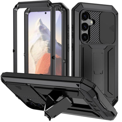 For Samsung Galaxy S25 5G R-JUST Sliding Camera Life Waterproof Holder Phone Case(Black) - Galaxy S25 5G Cases by R-JUST | Online Shopping UK | buy2fix