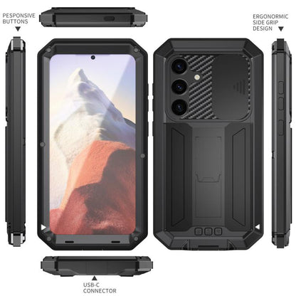 For Samsung Galaxy S25 5G R-JUST Sliding Camera Life Waterproof Holder Phone Case(Black) - Galaxy S25 5G Cases by R-JUST | Online Shopping UK | buy2fix