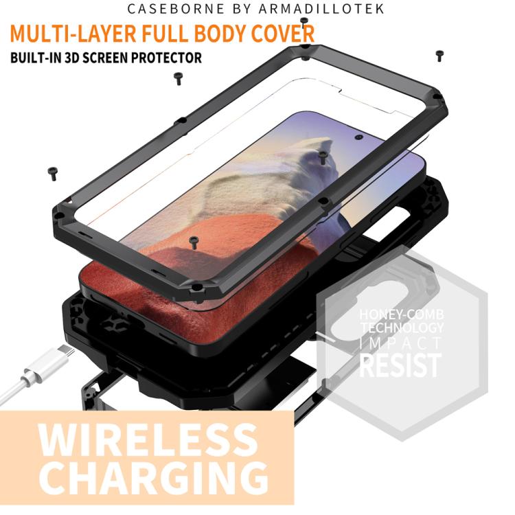 For Samsung Galaxy S25 5G R-JUST Sliding Camera Life Waterproof Holder Phone Case(Black) - Galaxy S25 5G Cases by R-JUST | Online Shopping UK | buy2fix