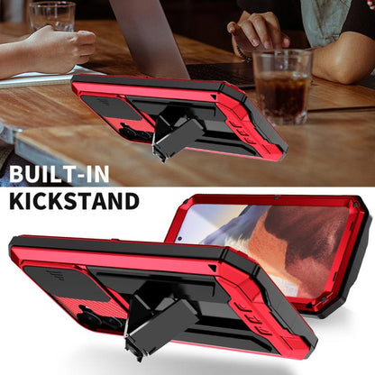 For Samsung Galaxy S25 5G R-JUST Sliding Camera Life Waterproof Holder Phone Case(Red) - Galaxy S25 5G Cases by R-JUST | Online Shopping UK | buy2fix