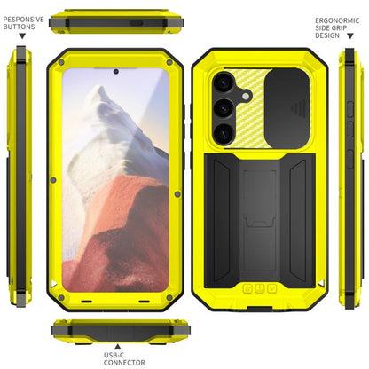 For Samsung Galaxy S25 5G R-JUST Sliding Camera Life Waterproof Holder Phone Case(Yellow) - Galaxy S25 5G Cases by R-JUST | Online Shopping UK | buy2fix