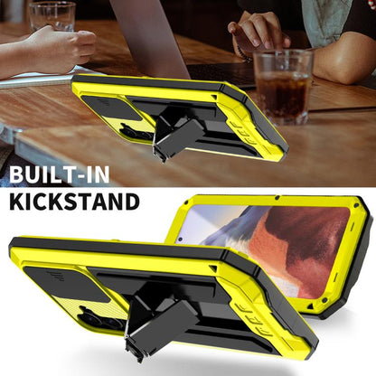 For Samsung Galaxy S25 5G R-JUST Sliding Camera Life Waterproof Holder Phone Case(Yellow) - Galaxy S25 5G Cases by R-JUST | Online Shopping UK | buy2fix