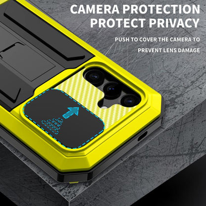 For Samsung Galaxy S25 5G R-JUST Sliding Camera Life Waterproof Holder Phone Case(Yellow) - Galaxy S25 5G Cases by R-JUST | Online Shopping UK | buy2fix