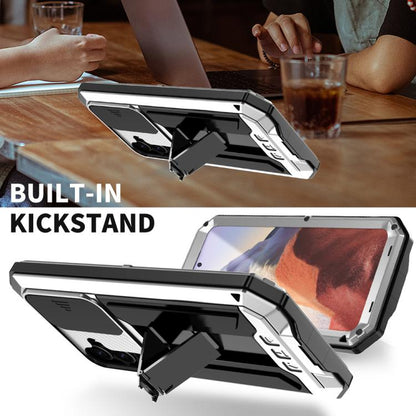 For Samsung Galaxy S25 5G R-JUST Sliding Camera Life Waterproof Holder Phone Case(Silver) - Galaxy S25 5G Cases by R-JUST | Online Shopping UK | buy2fix