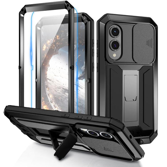 For Samsung Galaxy S25 Edge 5G R-JUST Sliding Camera Life Waterproof Holder Phone Case(Black)
