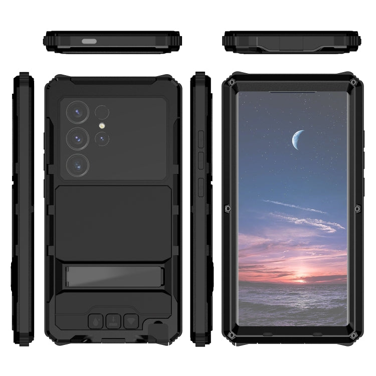 For Samsung Galaxy S24 Ultra 5G R-JUST Life Waterproof Dustproof Shockproof Holder Phone Case(Black) - Galaxy S24 Ultra 5G Cases by R-JUST | Online Shopping UK | buy2fix