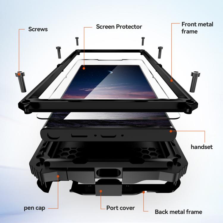 For Samsung Galaxy S25 Ultra 5G R-JUST Life Waterproof Dustproof Shockproof Holder Phone Case(Black) - Galaxy S25 Ultra 5G Cases by R-JUST | Online Shopping UK | buy2fix