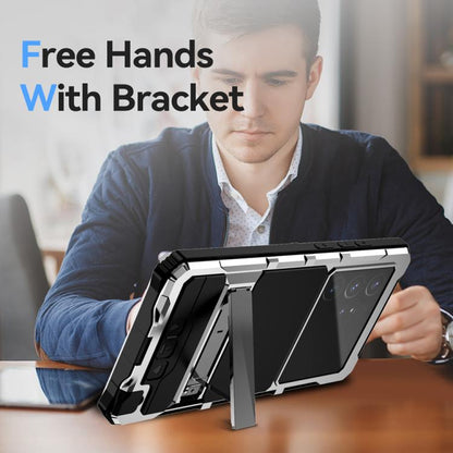 For Samsung Galaxy S25 Ultra 5G R-JUST Life Waterproof Dustproof Shockproof Holder Phone Case(Silver) - Galaxy S25 Ultra 5G Cases by R-JUST | Online Shopping UK | buy2fix