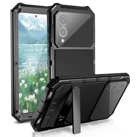 For Samsung Galaxy S25 Edge 5G R-JUST Life Waterproof Dustproof Shockproof Holder Phone Case(Black)