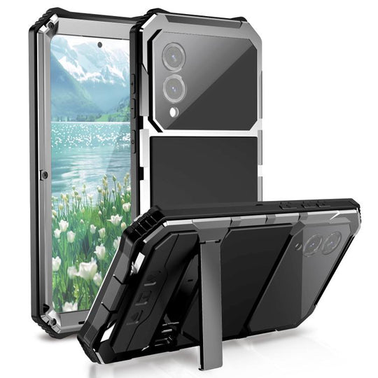For Samsung Galaxy S25 Edge 5G R-JUST Life Waterproof Dustproof Shockproof Holder Phone Case(Silver)