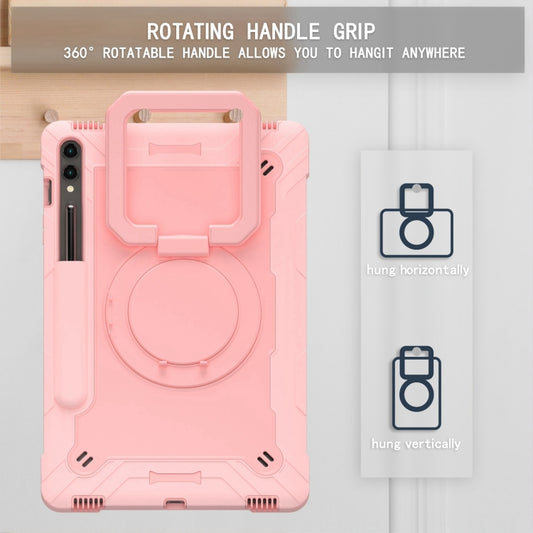 For Samsung Galaxy Tab S9 FE+ / S9+ Handle Robot Silicone Hybrid PC Tablet Case(Rose Gold) by buy2fix