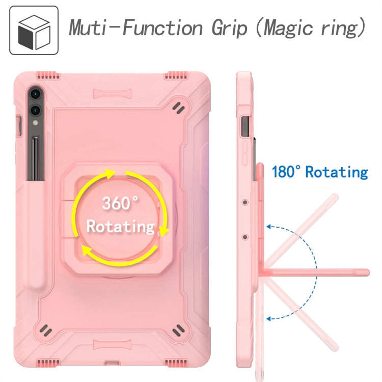 For Samsung Galaxy Tab S9 FE+ / S9+ Handle Robot Silicone Hybrid PC Tablet Case(Rose Gold) - Galaxy Tab S9+ Cases by buy2fix | Online Shopping UK | buy2fix