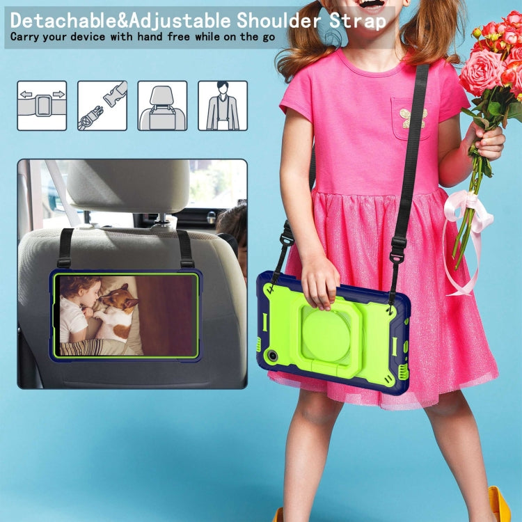 For Samsung Galaxy Tab A9 Handle Robot Silicone Hybrid PC Tablet Case(Navy Yellow Green) by buy2fix