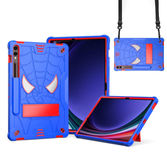 For Samsung Galaxy Tab S9 FE+ / S9+ Fold-Holder Spider Silicone Hybrid PC Tablet Case(Blue Red) - Galaxy Tab S9+ Cases by buy2fix | Online Shopping UK | buy2fix