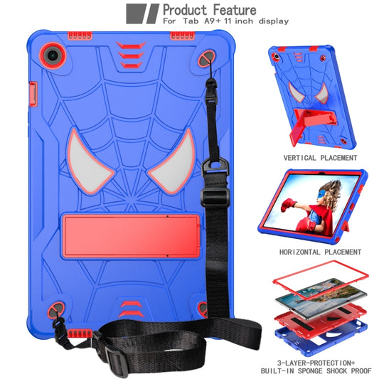 For Samsung Galaxy Tab A9+ Fold-Holder Spider Silicone Hybrid PC Tablet Case(Blue Red) - Galaxy Tab A9+ by buy2fix | Online Shopping UK | buy2fix