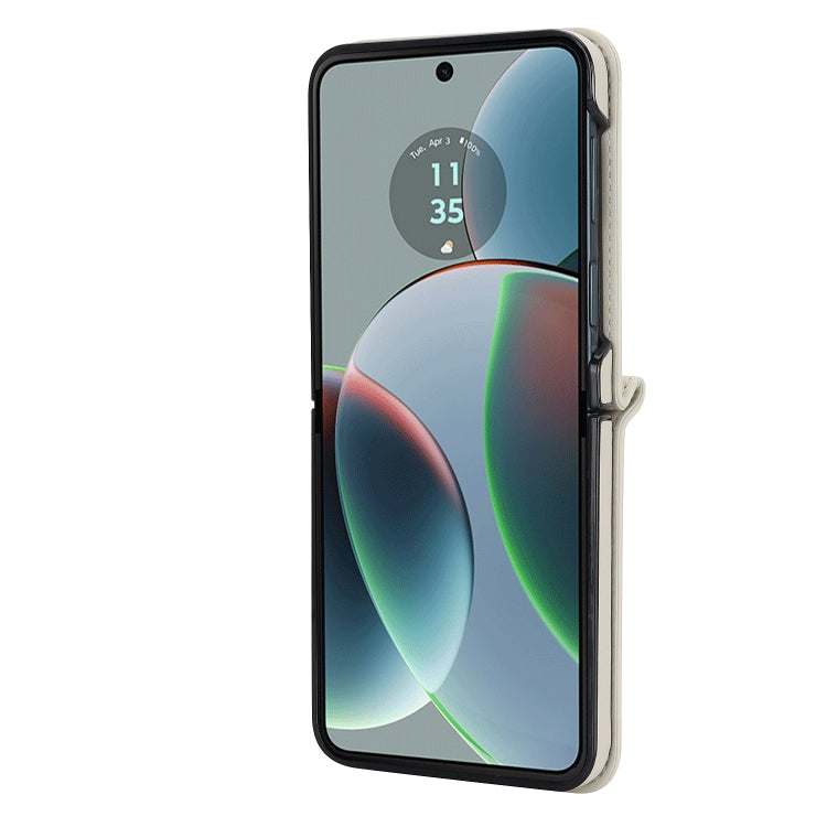 For Motorola Razr 40 Rhombic Texture Phone Case with Long & Short Lanyard(White) by buy2fix