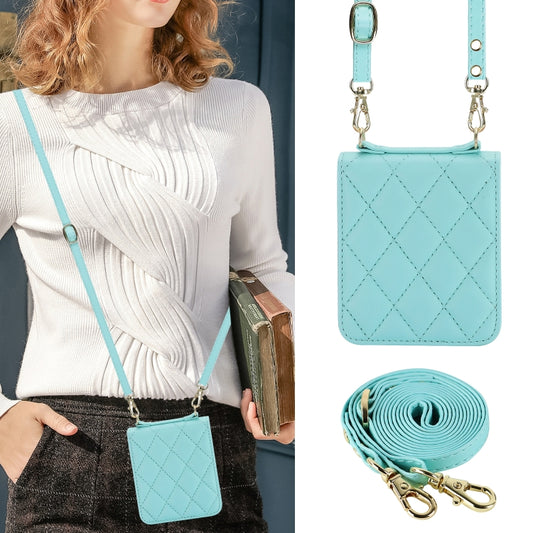 For Motorola Razr 40 Rhombic Texture Phone Case with Long & Short Lanyard(Green) by buy2fix