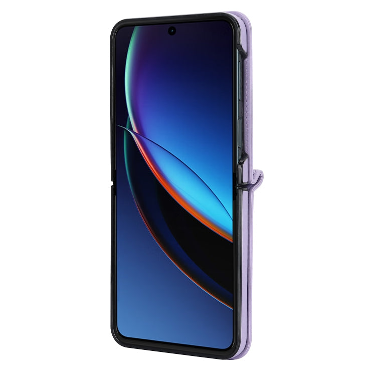 For Motorola Razr 40 Ultra Rhombic Texture Phone Case with Long & Short Lanyard(Light Purple) by buy2fix