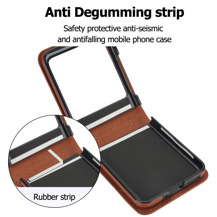 For Motorola Razr 40 Ultra Rhombic Texture Phone Case with Long & Short Lanyard(Brown) - Motorola Cases by buy2fix | Online Shopping UK | buy2fix