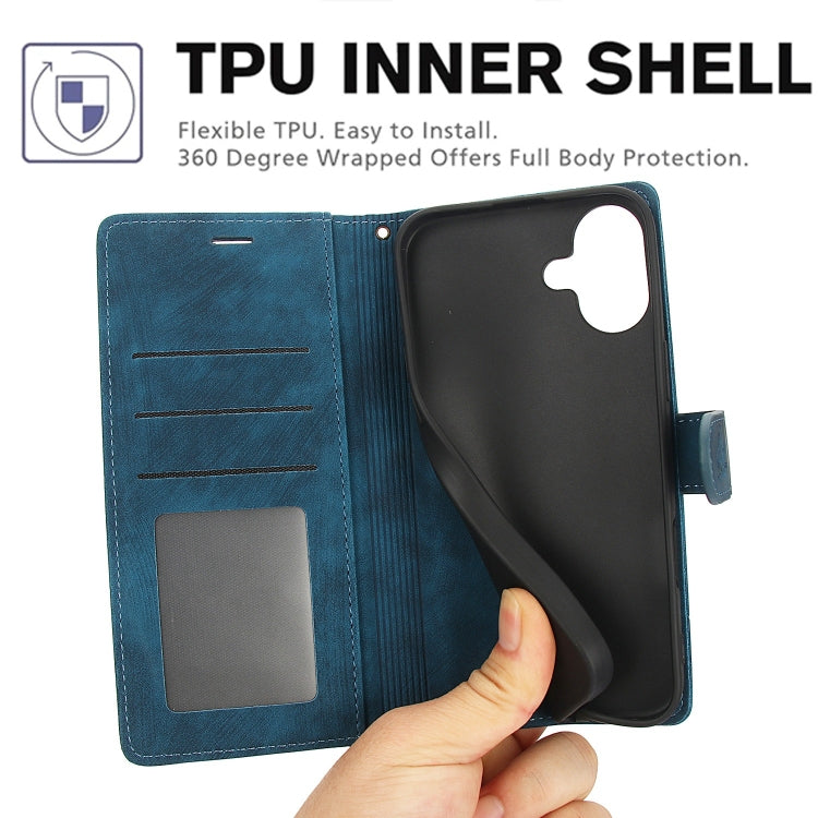 For iPhone 16 Orchid Butterfly Embossed Leather Phone Case(Blue) by buy2fix