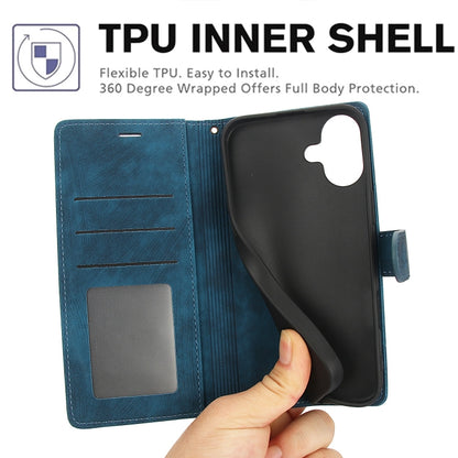 For iPhone 16 Orchid Butterfly Embossed Leather Phone Case(Blue) by buy2fix