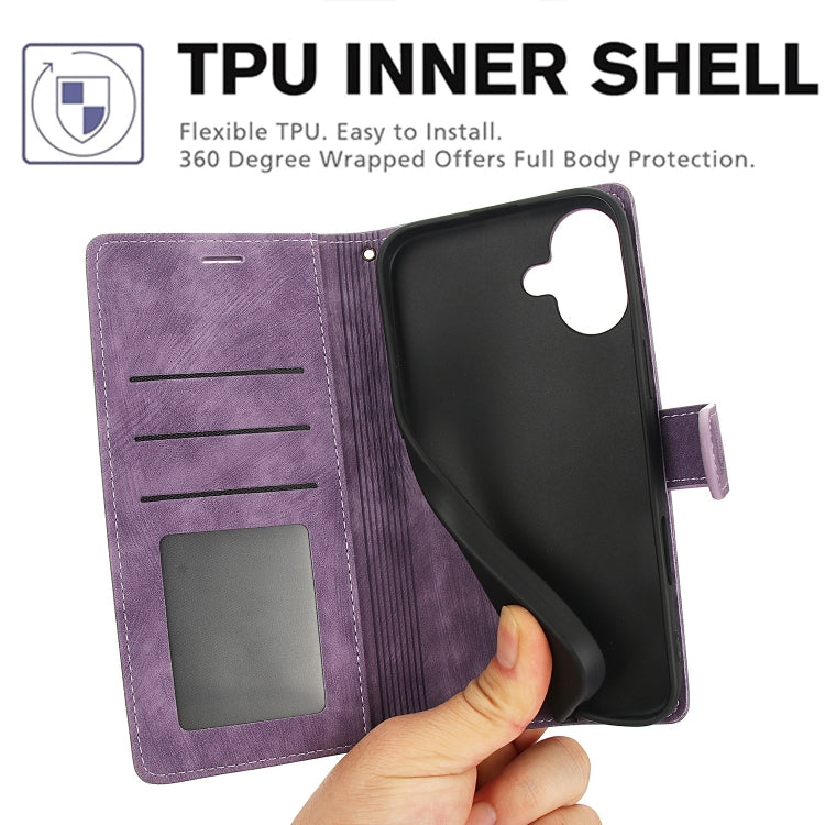 For iPhone 16 Plus Orchid Butterfly Embossed Leather Phone Case(Purple) by buy2fix