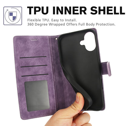 For iPhone 16 Plus Orchid Butterfly Embossed Leather Phone Case(Purple) by buy2fix