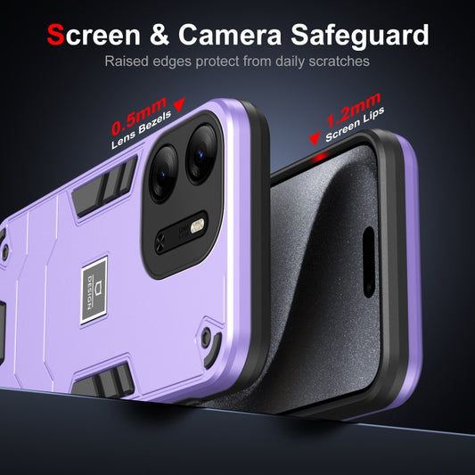 For Tecno Pop 7 Pro 2 in 1 Shockproof Phone Case(Purple) by buy2fix