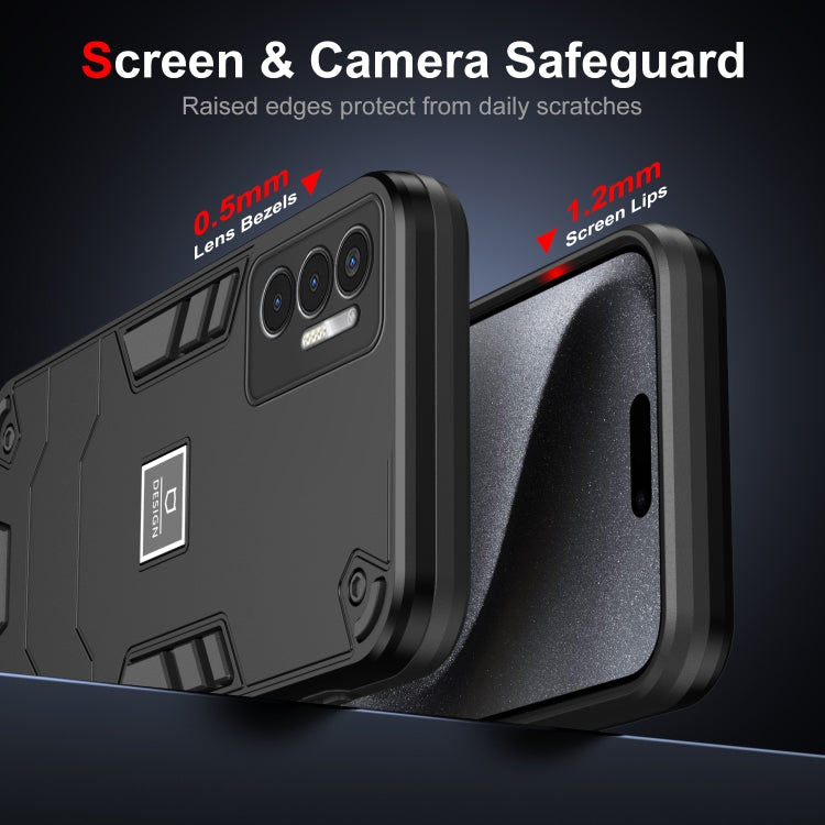 For Tecno Pova 3 2 in 1 Shockproof Phone Case(Black) by buy2fix