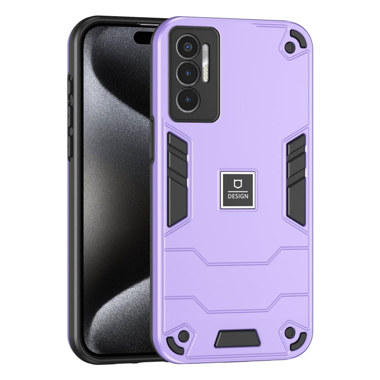 For Tecno Pova 3 2 in 1 Shockproof Phone Case(Purple) by buy2fix
