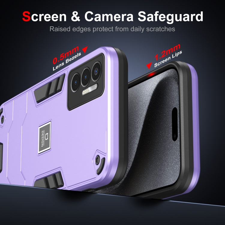 For Tecno Pova 3 2 in 1 Shockproof Phone Case(Purple) by buy2fix