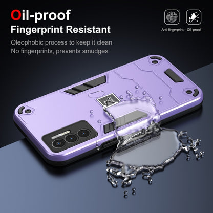 For Tecno Pova 3 2 in 1 Shockproof Phone Case(Purple) by buy2fix