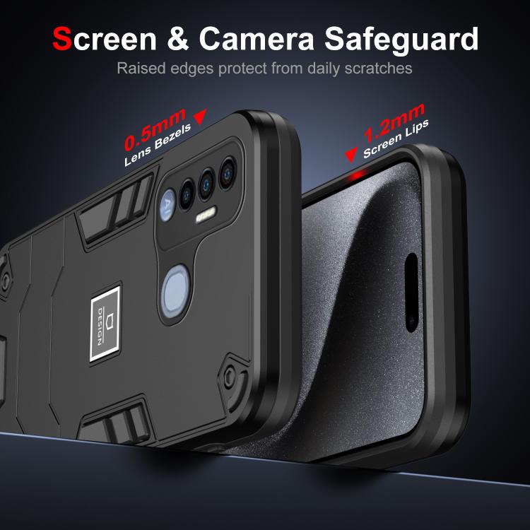 For Tecno Spark 7 Pro 2 in 1 Shockproof Phone Case(Black) by buy2fix