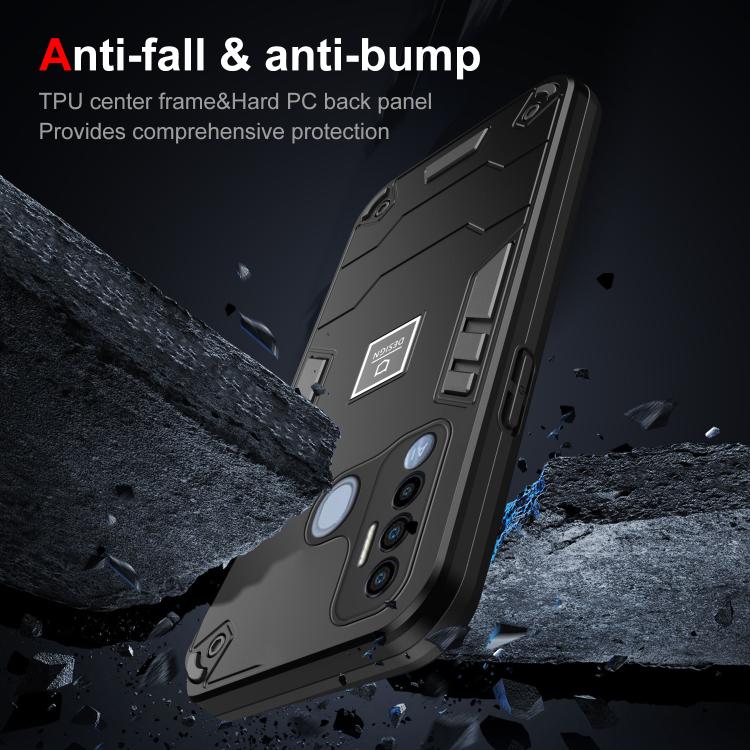 For Tecno Spark 7 Pro 2 in 1 Shockproof Phone Case(Black) by buy2fix