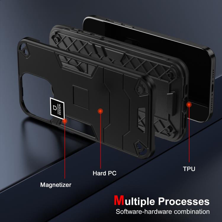 For Tecno Spark 7 Pro 2 in 1 Shockproof Phone Case(Black) by buy2fix
