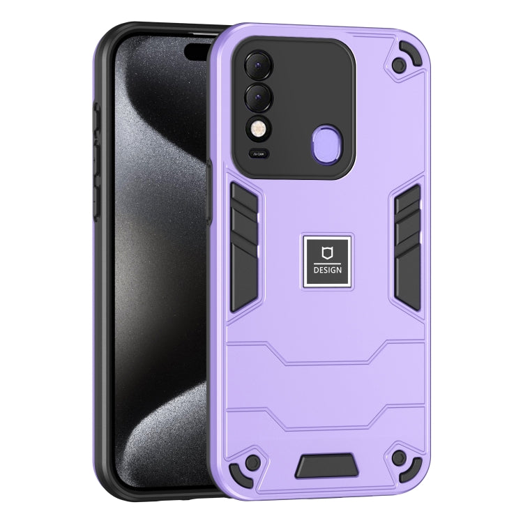 For Tecno Spark 8 2 in 1 Shockproof Phone Case(Purple) by buy2fix
