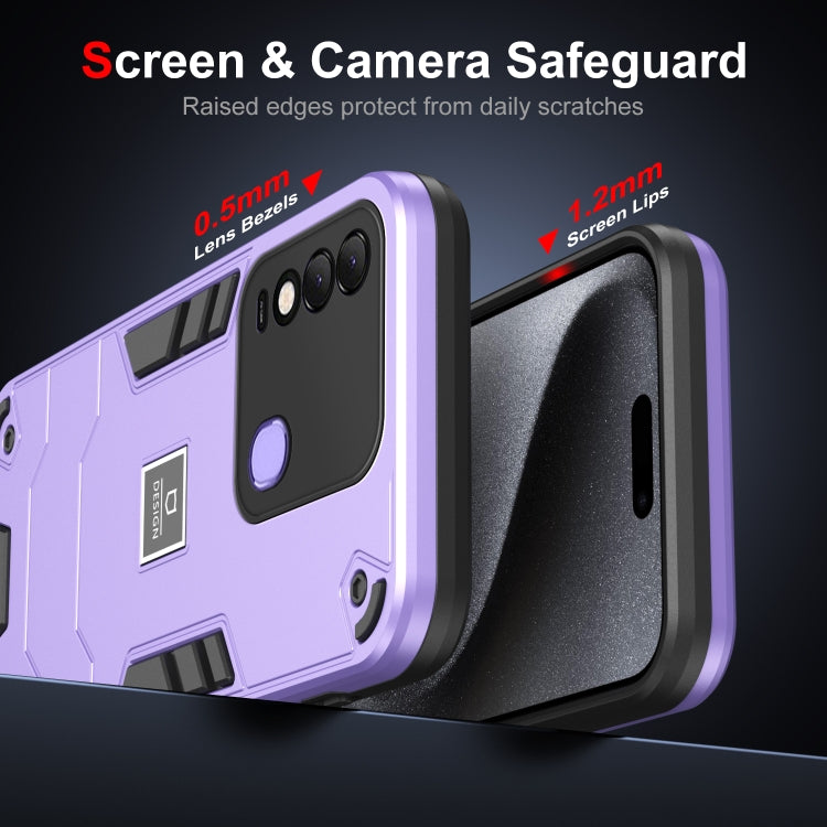 For Tecno Spark 8 2 in 1 Shockproof Phone Case(Purple) by buy2fix