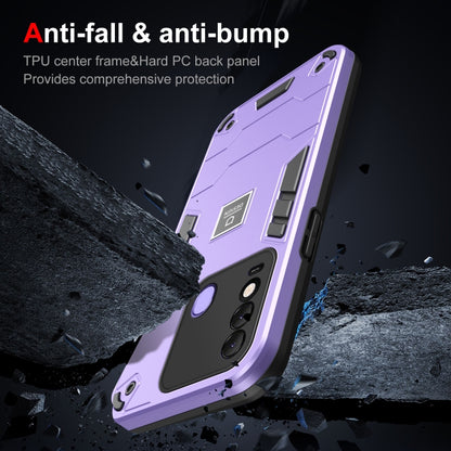 For Tecno Spark 8 2 in 1 Shockproof Phone Case(Purple) by buy2fix