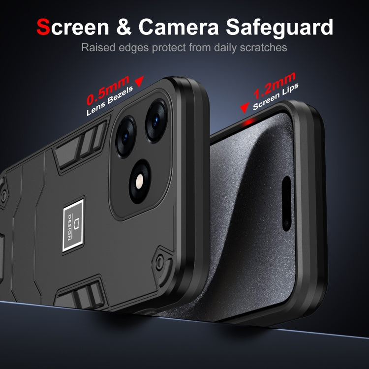 For Tecno Spark 10 2 in 1 Shockproof Phone Case(Black) by buy2fix