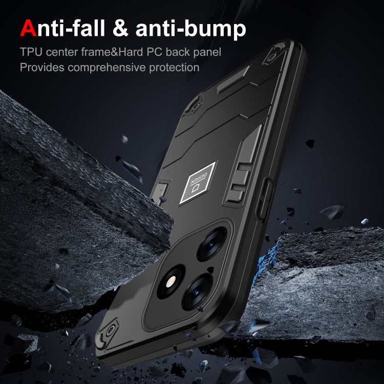 For Tecno Spark 10 2 in 1 Shockproof Phone Case(Black) by buy2fix