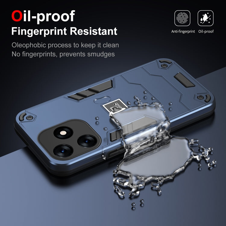 For Tecno Spark 10 2 in 1 Shockproof Phone Case(Blue) by buy2fix