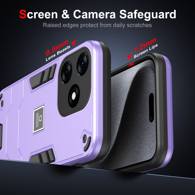 For Tecno Spark 10 2 in 1 Shockproof Phone Case(Purple) by buy2fix