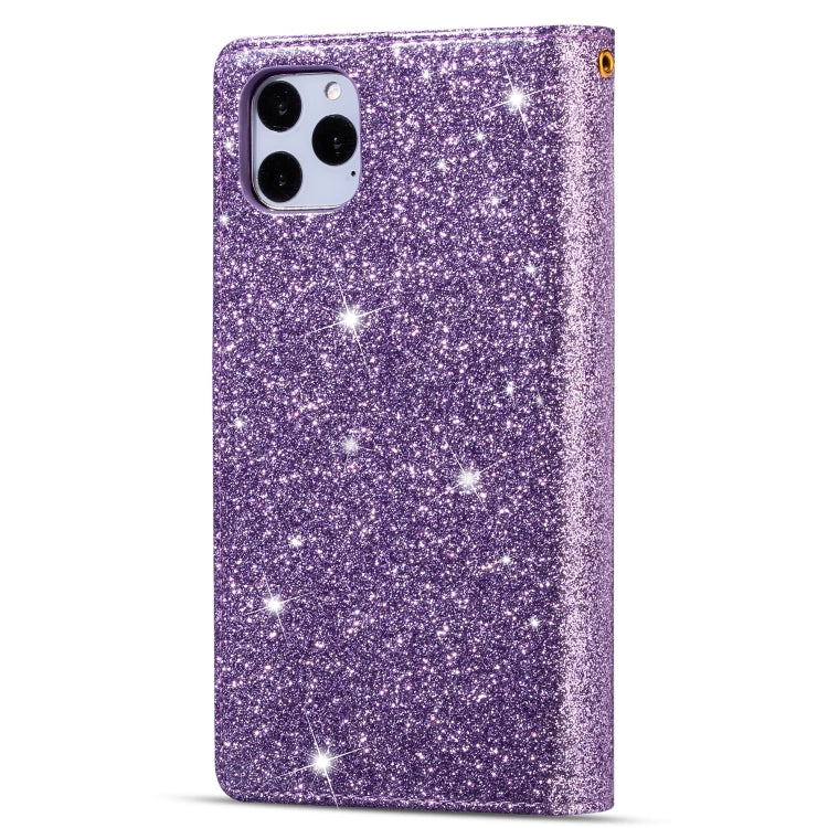 For iPhone 11 Pro Max Multi-card Slots Starry Sky Laser Carving Glitter Zipper Horizontal Flip Leather Case with Holder & Wallet & Lanyard(Purple) - iPhone 11 Pro Max Cases by buy2fix | Online Shopping UK | buy2fix
