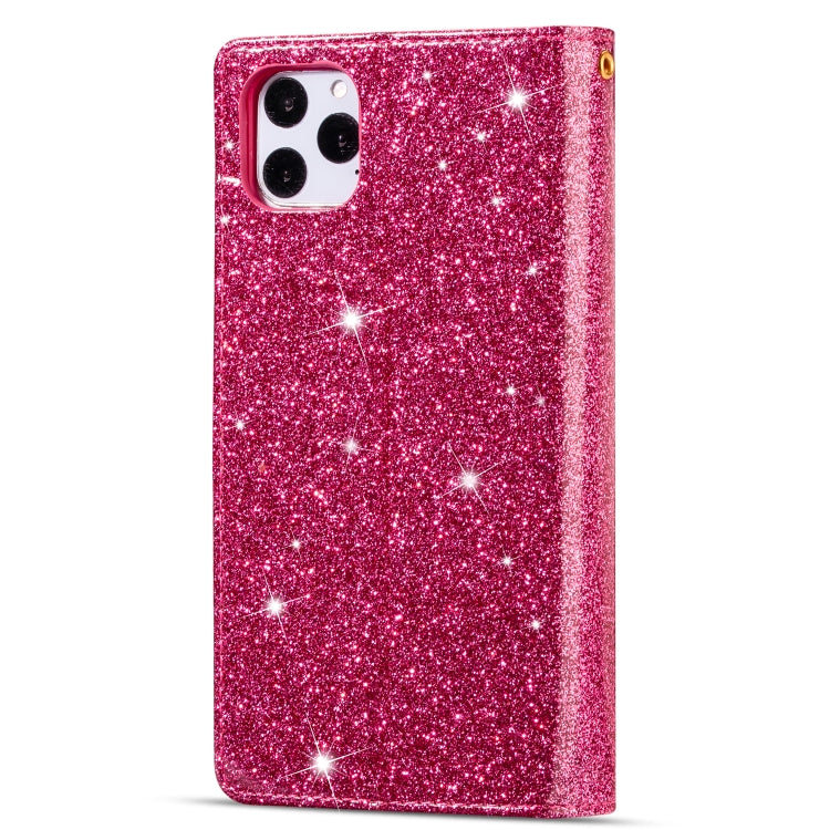 For iPhone 11 Pro Max Multi-card Slots Starry Sky Laser Carving Glitter Zipper Horizontal Flip Leather Case with Holder & Wallet & Lanyard(Rose Red) - iPhone 11 Pro Max Cases by buy2fix | Online Shopping UK | buy2fix