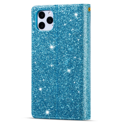 For iPhone 11 Pro Max Multi-card Slots Starry Sky Laser Carving Glitter Zipper Horizontal Flip Leather Case with Holder & Wallet & Lanyard(Sky Blue) - iPhone 11 Pro Max Cases by buy2fix | Online Shopping UK | buy2fix