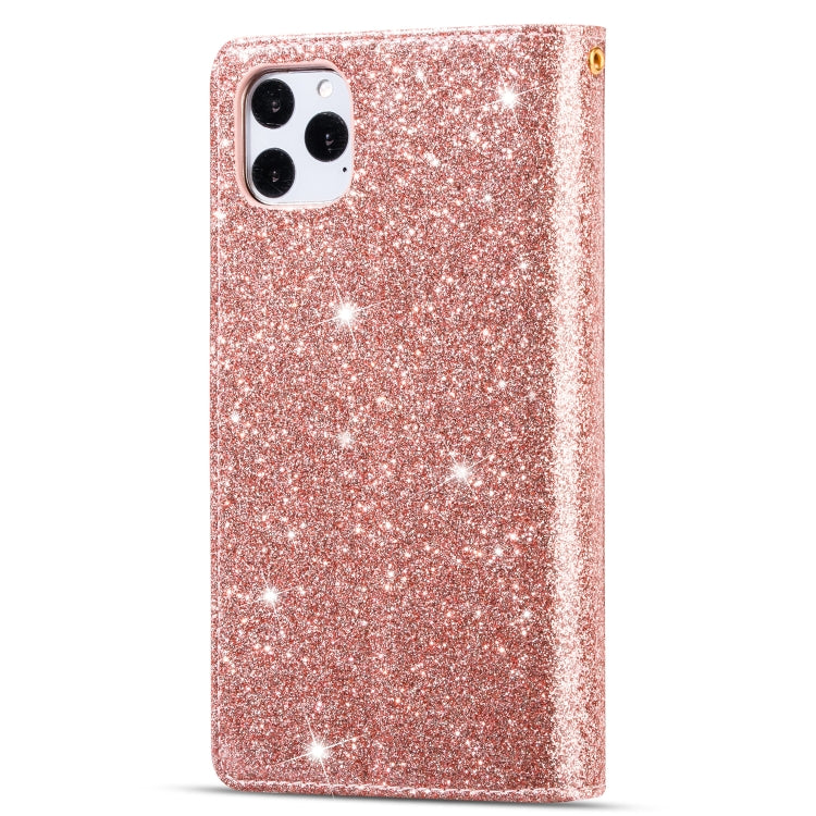 For iPhone 11 Pro Multi-card Slots Starry Sky Laser Carving Glitter Zipper Horizontal Flip Leather Case with Holder & Wallet & Lanyard(Rose Gold) - iPhone 11 Pro Cases by buy2fix | Online Shopping UK | buy2fix